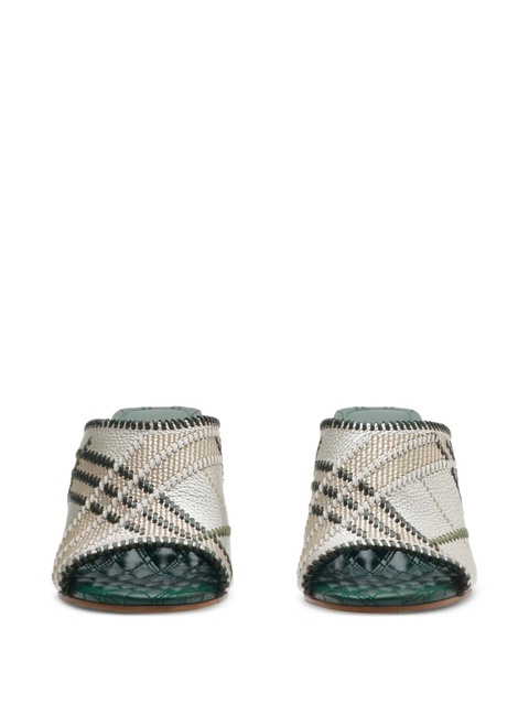 Burberry 90mm checked leather sandals - Silver - zdjęcie produktu nr 2