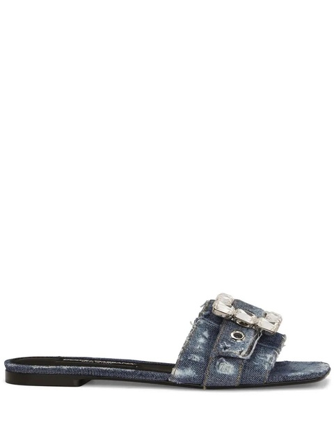 Dolce & Gabbana embellished patchwork-denim sandals - Blue - zdjęcie produktu nr 1