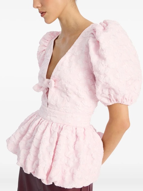ROTATE BIRGER CHRISTENSEN puff-sleeve jacquard top - Pink - zdjęcie produktu nr 2