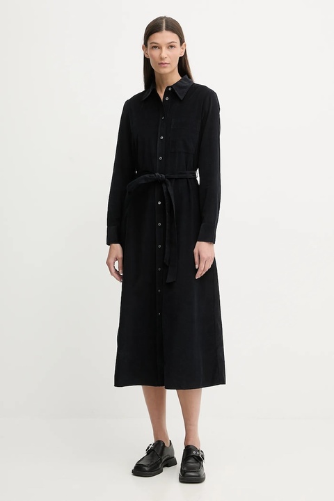 Marc O'Polo sukienka sztruksowa kolor granatowy midi prosta 600088221015 - zdjęcie produktu nr 1