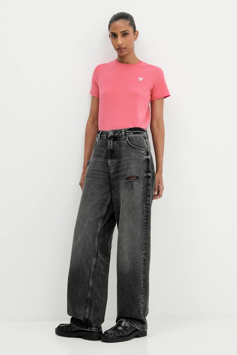 Guess Jeans t-shirt damski kolor różowy W4YI10 J1314 - zdjęcie produktu nr 2