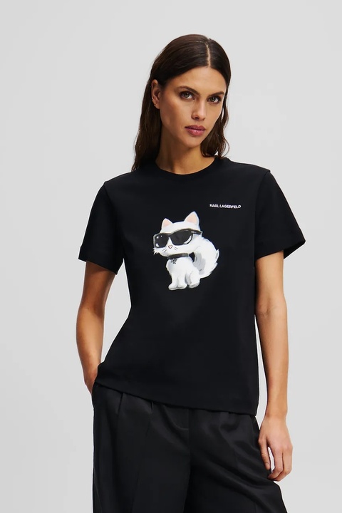 Karl Lagerfeld t-shirt bawełniany damski kolor czarny A2W17119 - zdjęcie produktu nr 1