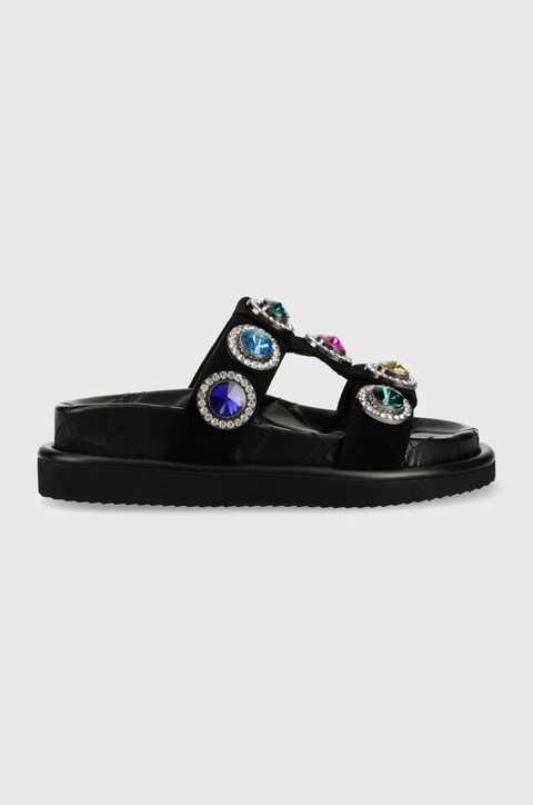 Kurt Geiger London klapki skórzane Orson damskie kolor czarny na platformie 9107100209 - zdjęcie produktu nr 1