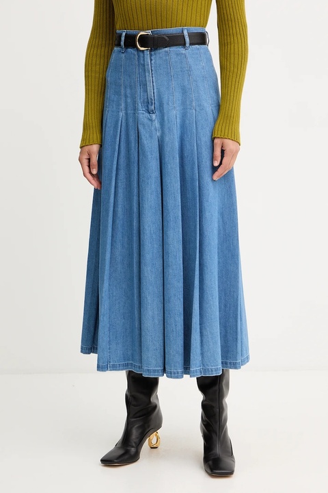 Weekend Max Mara spódnica jeansowa OPUNZIA kolor niebieski maxi rozkloszowana 2525106016600 - zdjęcie produktu nr 1