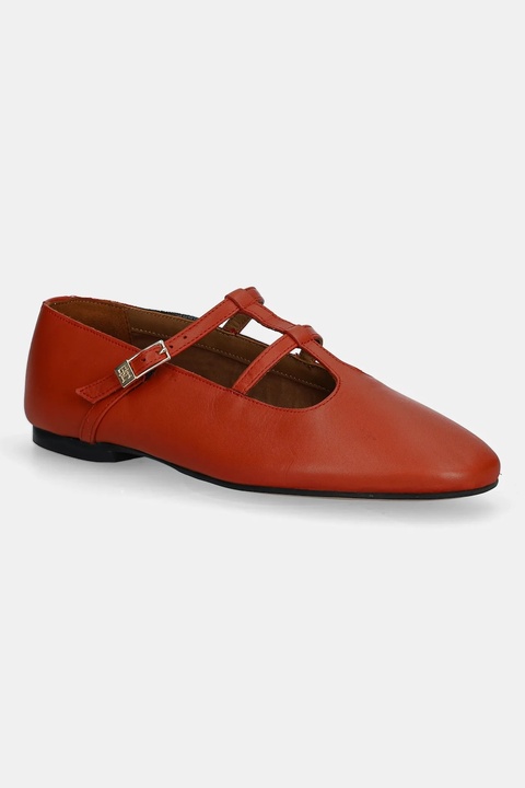 Tommy Hilfiger baleriny skórzane SMOOTH LEATHER T-BAR BALLERINA kolor pomarańczowy FW0FW09153 - zdjęcie produktu nr 1