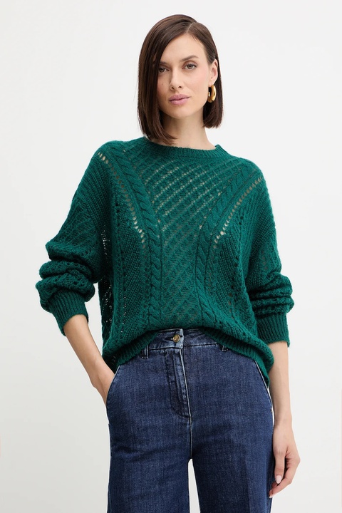 Twinset sweter z wełną damski kolor zielony lekki 252TT3201 - zdjęcie produktu nr 1