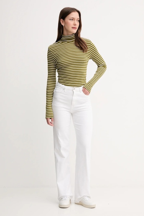 United Colors of Benetton longsleeve bawełniany kolor zielony z golfem 30YSE2225 - zdjęcie produktu nr 1