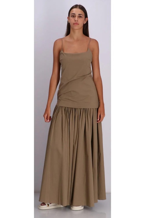 STAUD gathered-skirt slip midi day dress - Brown - zdjęcie produktu nr 2