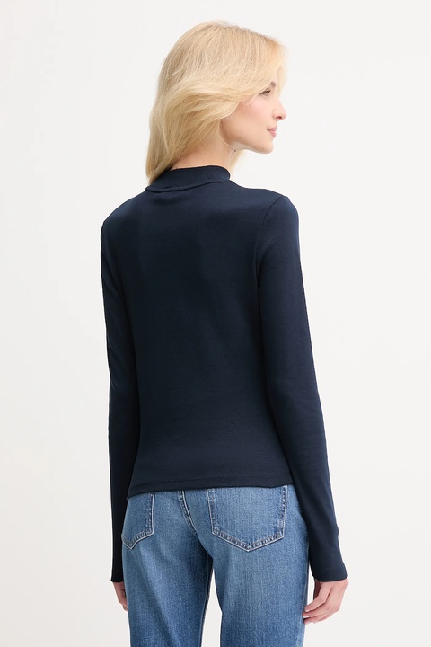 Tommy Hilfiger longsleeve bawełniany kolor granatowy z półgolfem WW0WW47307 - zdjęcie produktu nr 2