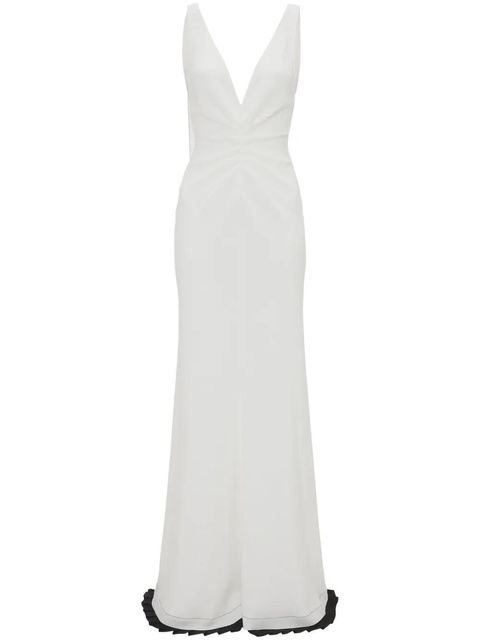 Victoria Beckham gathered-detail V-neck gown - White - zdjęcie produktu nr 1