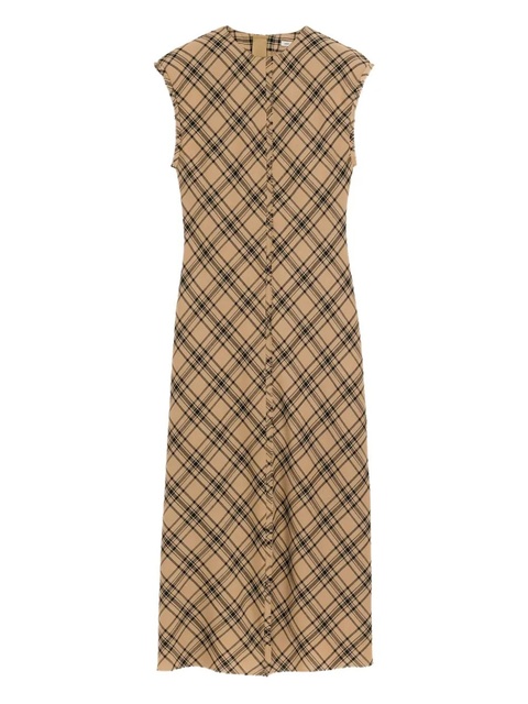 AMI Paris checked wool long dress - Brown - zdjęcie produktu nr 1