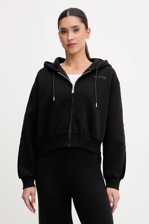 Guess bluza AELIA damska kolor czarny z kapturem gładka V5BQ11 KB681 - zdjęcie produktu nr 1