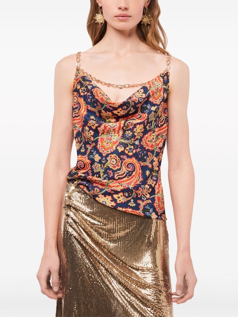 Rabanne paisley-print chain-detail tank top - Blue - zdjęcie produktu nr 2