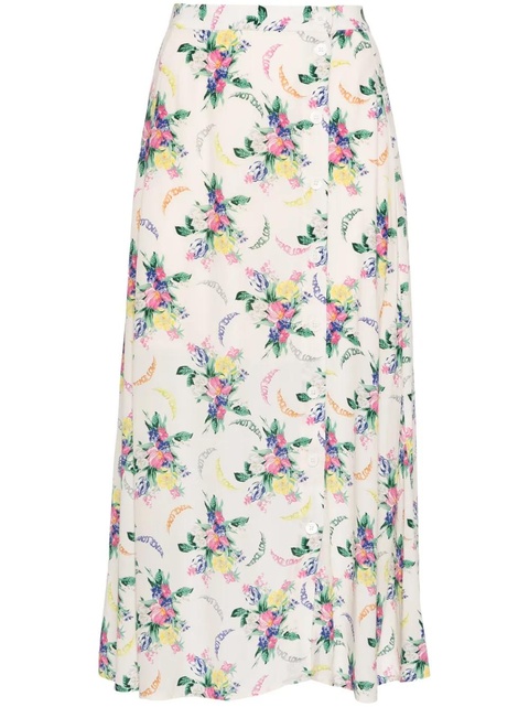 Zadig&Voltaire June floral-print midi skirt - Neutrals - zdjęcie produktu nr 1