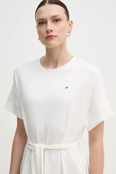 Tommy Hilfiger sukienka bawełniana kolor biały mini rozkloszowana WW0WW45520 - zdjęcie produktu nr 2