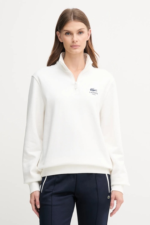 Lacoste bluza bawełniana kolor beżowy z nadrukiem SH2735 - zdjęcie produktu nr 2