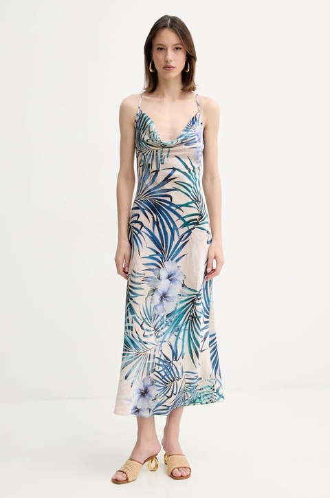 Guess sukienka NEW AKILINA kolor beżowy maxi dopasowana W5GK85 WH9C2 - zdjęcie produktu nr 1