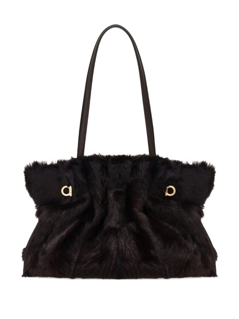 Ferragamo Gancini leather shoulder bag - Brown - zdjęcie produktu nr 1