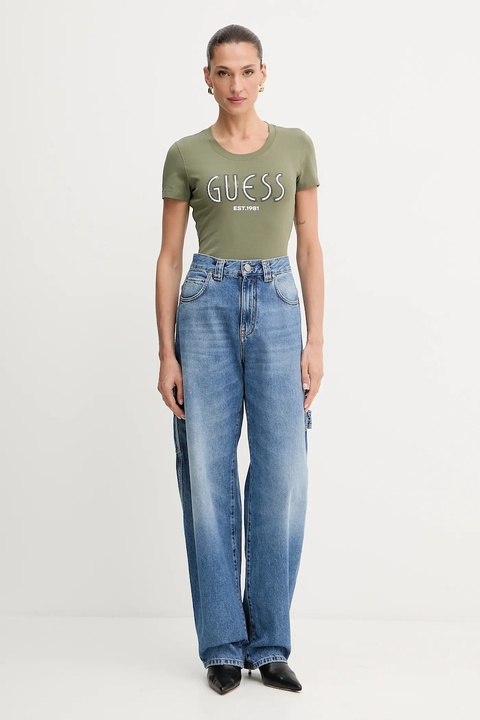 Guess t-shirt damski kolor zielony W5YI05 J1314 - zdjęcie produktu nr 1