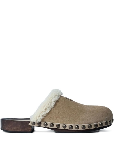 Miu Miu shearling-trimmed clogs - Neutrals - zdjęcie produktu nr 1