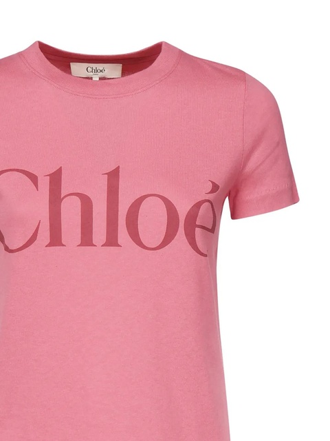 Chloé logo-print cotton T-shirt - Pink - zdjęcie produktu nr 2