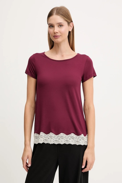 United Colors of Benetton t-shirt piżamowy damska kolor bordowy 3Z123M314 - zdjęcie produktu nr 1