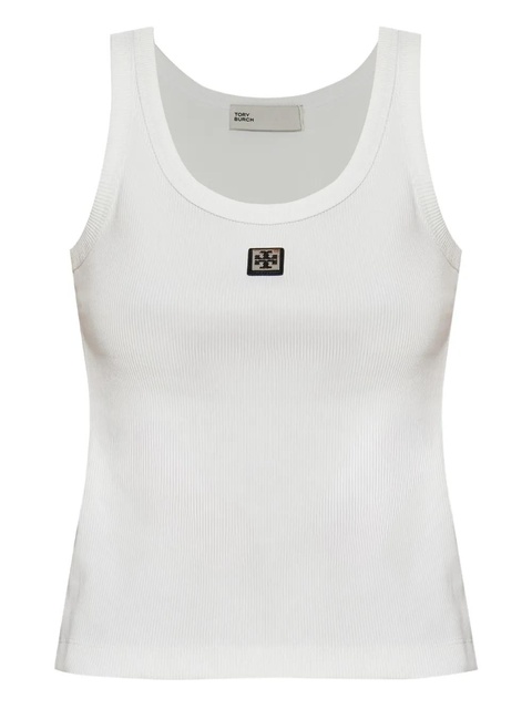Tory Burch logo-patch tank top - White - zdjęcie produktu nr 1