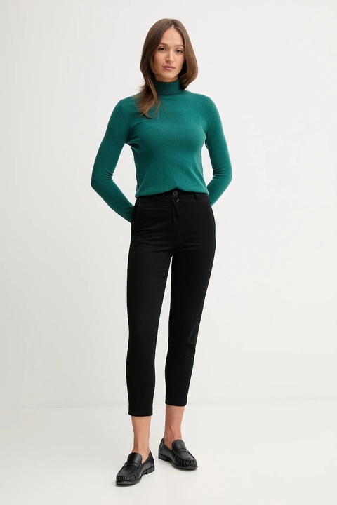 United Colors of Benetton sweter wełniany damski kolor zielony z golfem 1002D2348 - zdjęcie produktu nr 2