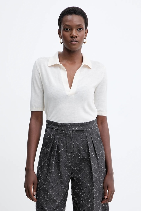 Simona Corsellini polo wełniane damski kolor beżowy A25CPMGE0501 - zdjęcie produktu nr 1