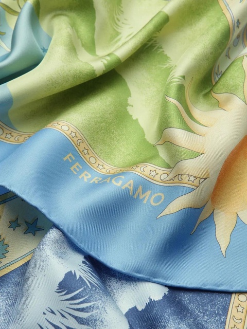 Ferragamo day & night print silk scarf - Blue - zdjęcie produktu nr 2