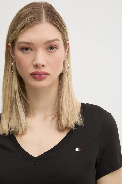 Tommy Jeans t-shirt bawełniany damski kolor czarny DW0DW20458 - zdjęcie produktu nr 2