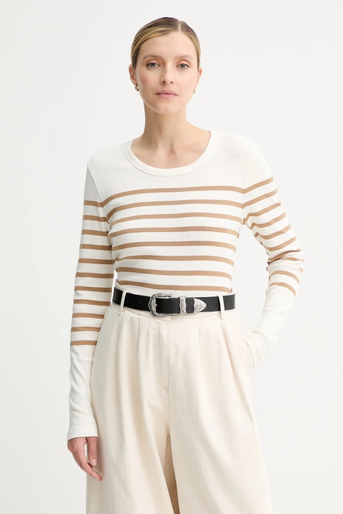 Marc O'Polo longsleeve bawełniany kolor beżowy 508207452151 - zdjęcie produktu nr 1