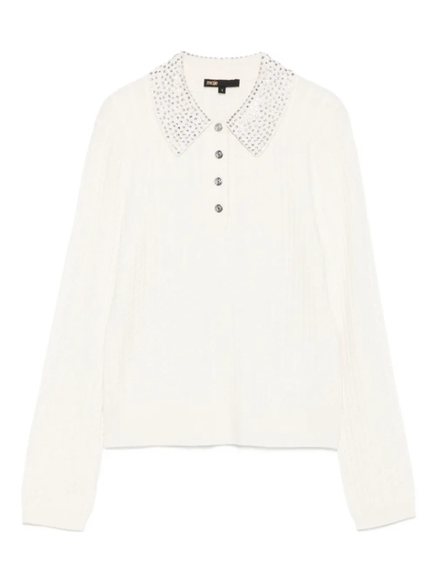 Maje embellished-collar polo top - White - zdjęcie produktu nr 1