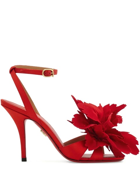 Ferragamo 90mm flower-embellished high-heel sandals - Red - zdjęcie produktu nr 1
