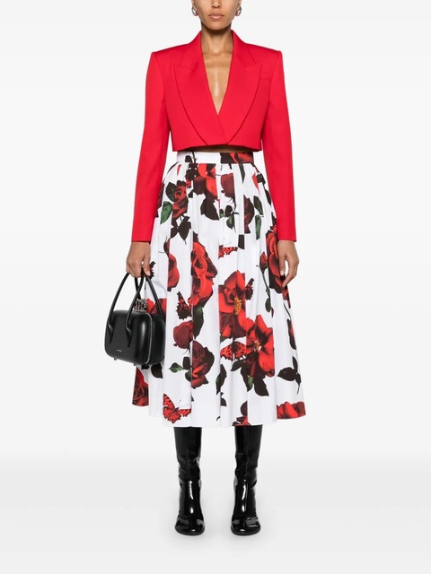 Alexander McQueen Tudor Rose-print cotton skirt - White - zdjęcie produktu nr 1