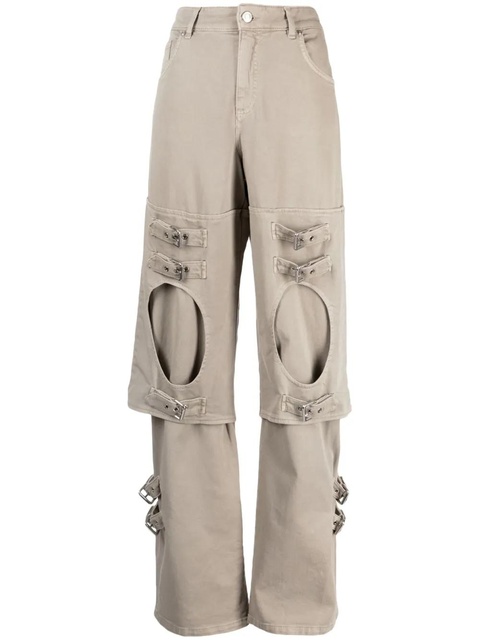 Blumarine buckle-detailed wide leg trousers - Grey - zdjęcie produktu nr 1