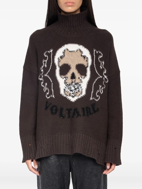 Zadig&Voltaire Bleeza skull-embellished turtleneck sweater - Brown - zdjęcie produktu nr 2