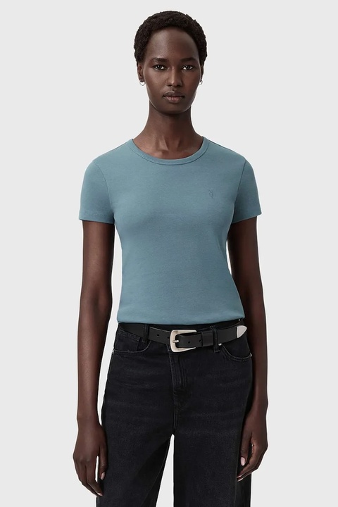 AllSaints t-shirt bawełniany damski kolor niebieski W285JC - zdjęcie produktu nr 2