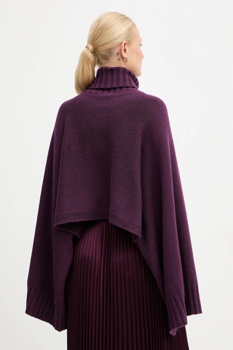 Twinset sweter z dodatkiem wełny damski kolor fioletowy lekki z golfem 252TT3422 - zdjęcie produktu nr 2