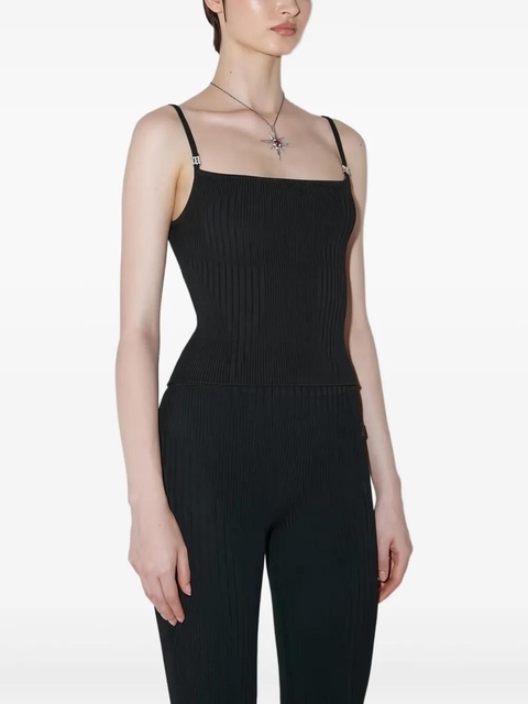 MISBHV spaghetti straps logo hardware knitted top - Black - zdjęcie produktu nr 2