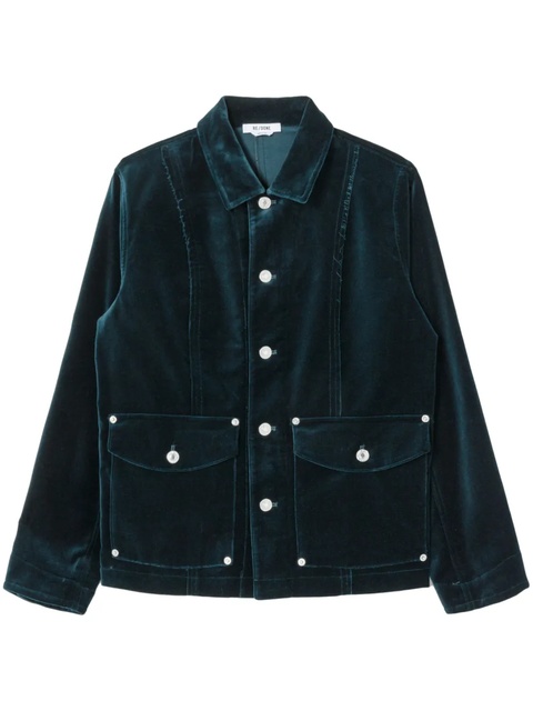 RE/DONE seam-detail velvet-finish jacket - Blue - zdjęcie produktu nr 1