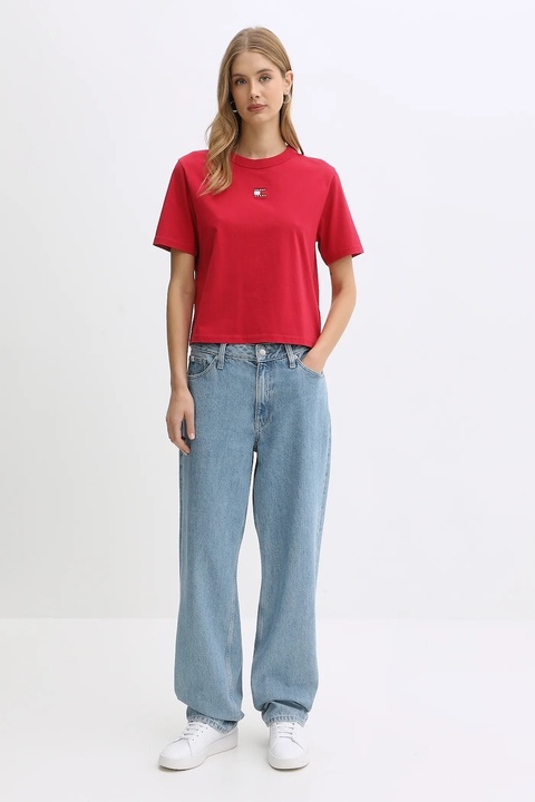 Tommy Jeans t-shirt bawełniany damski kolor bordowy DW0DW22202 - zdjęcie produktu nr 2
