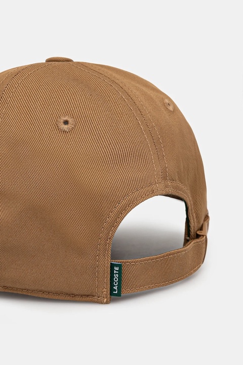 Lacoste czapka z daszkiem bawełniana kolor brązowy gładka RK0440 - zdjęcie produktu nr 2