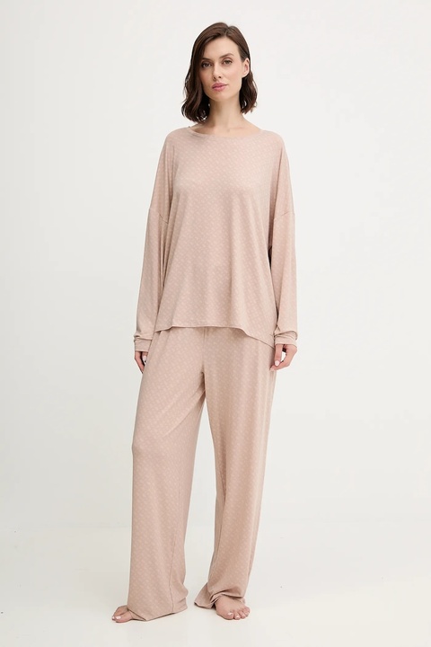 BOSS longsleeve piżamowy damska kolor beżowy 50550693 - zdjęcie produktu nr 2