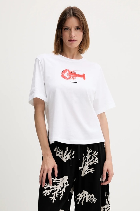 Sisley t-shirt bawełniany damski kolor biały 3I1XL107G - zdjęcie produktu nr 1