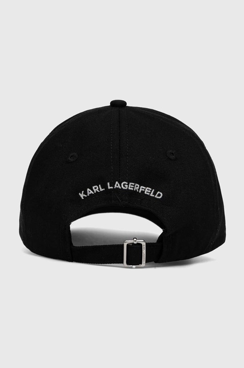 Karl Lagerfeld czapka z daszkiem bawełniana kolor czarny z aplikacją - zdjęcie produktu nr 2