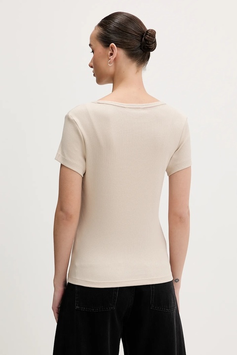 Tommy Jeans t-shirt damski kolor beżowy DW0DW17385 - zdjęcie produktu nr 2