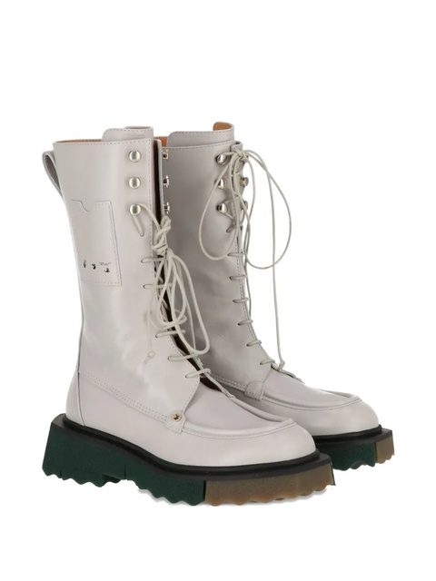 Off-White lace-up platform boots - Grey - zdjęcie produktu nr 1
