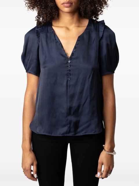 Zadig&Voltaire puff-sleeve satin top - Blue - zdjęcie produktu nr 2