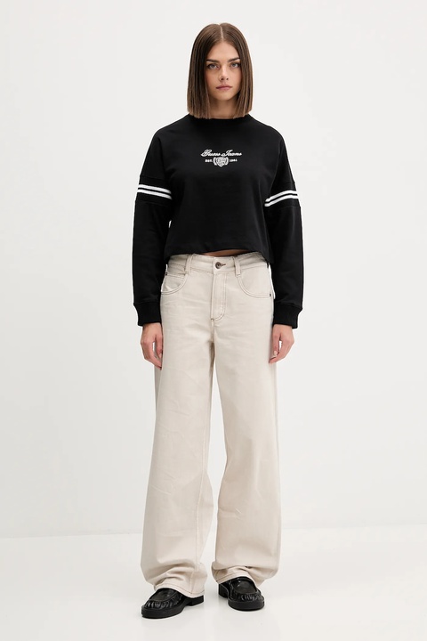 Guess Jeans bluza bawełniana damska kolor czarny z aplikacją W5BQ25 KCYM1 - zdjęcie produktu nr 2